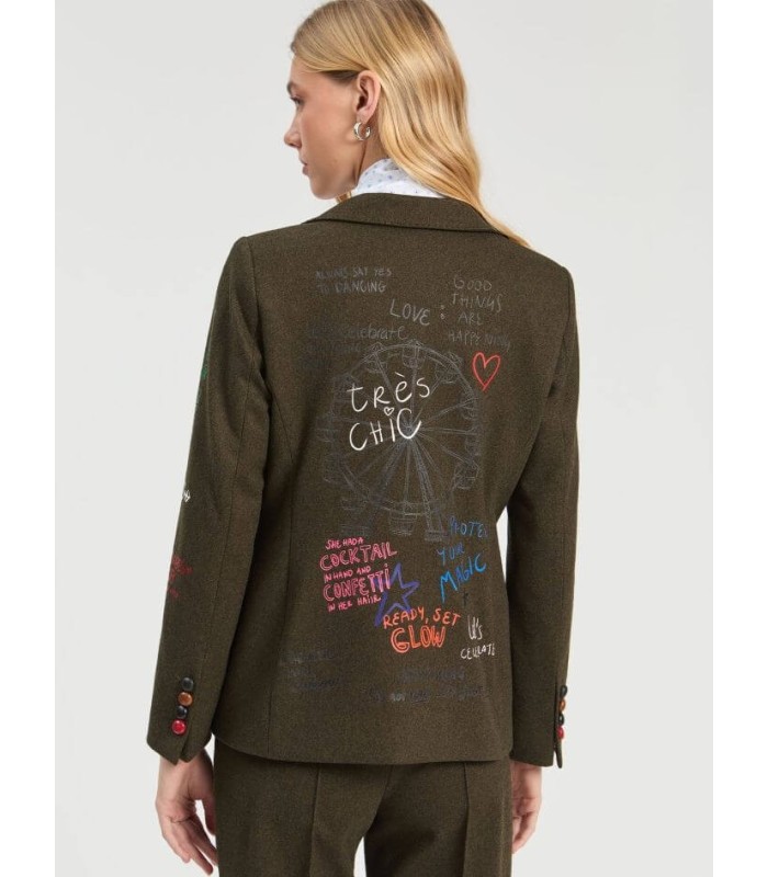 Chaqueta Verde Caqui Bordada Vilagallo Mujer