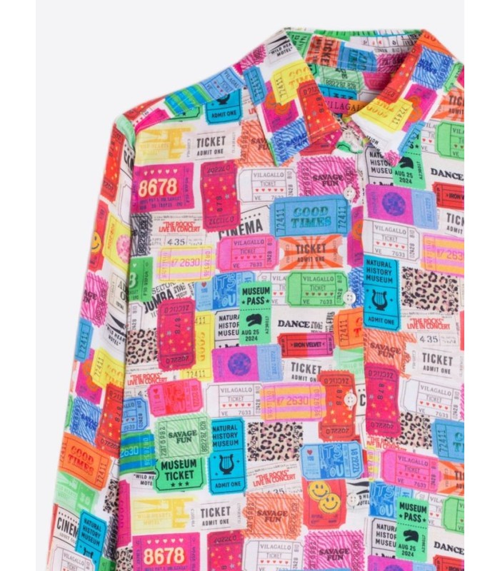Camisa Estampada Tickets Vilagallo Mujer