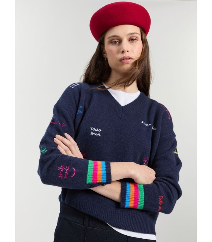 Suéter Marino Puños Multicolor Vilagallo Mujer