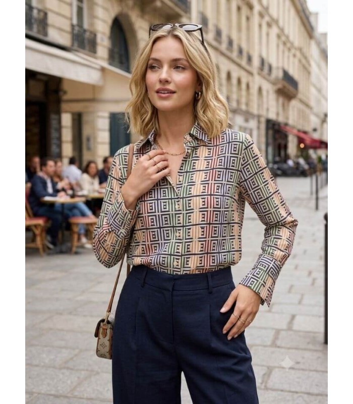 Camisa Estampado Geométrico Vilagallo Mujer