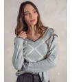 Suéter Gris Cuadrados Trovels Mujer