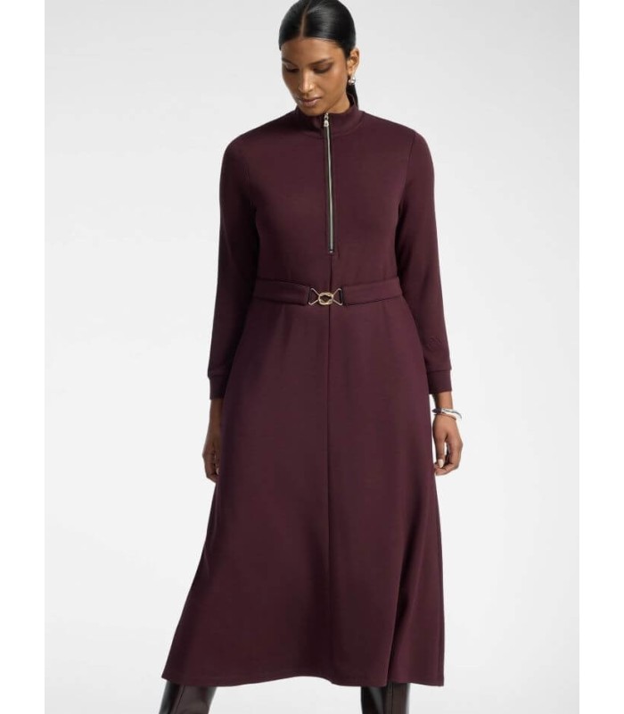 Vestido Burdeos Scuba Cinturón Elena Miro Mujer