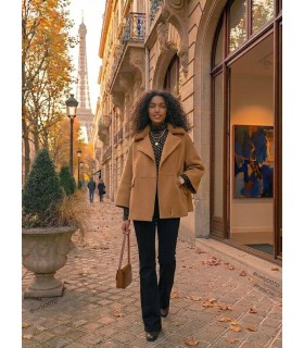 Chaquetón Lana Amplio Camel Elena Miro Mujer