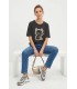 Camiseta Negra Gato Elena Miro Mujer