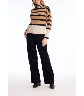 Suéter Rayas Camel Leo&ugo Mujer