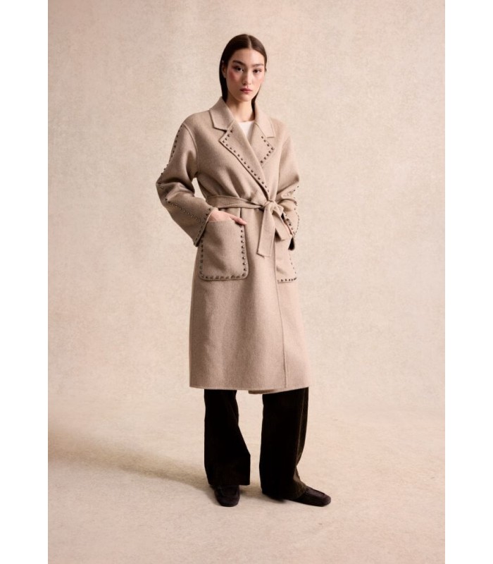 Abrigo Beige Tachuelas Leo&ugo Mujer