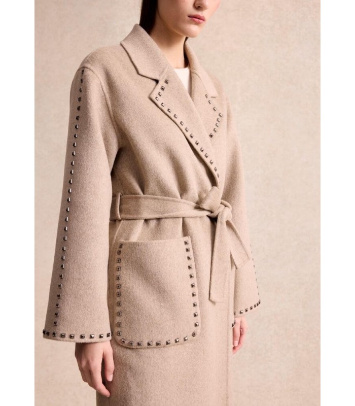 Abrigo Beige Tachuelas Leo&ugo Mujer