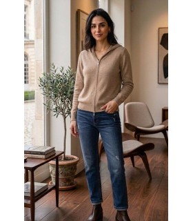 Chaqueta Camel Básica Punto Aldo Martins Mujer