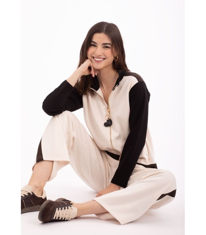 Chaqueta Chándal Beige Anna Mora Mujer