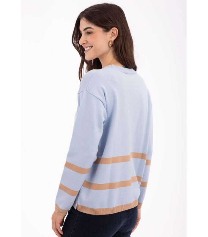 Suéter Azul Rayas Anna Mora Mujer