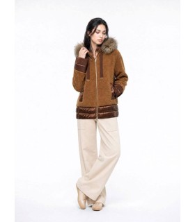Parka Borreguillo Camel Donjaz Mujer