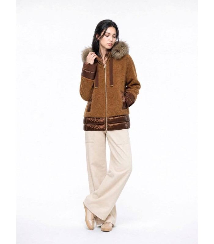 Parka Borreguillo Camel Donjaz Mujer