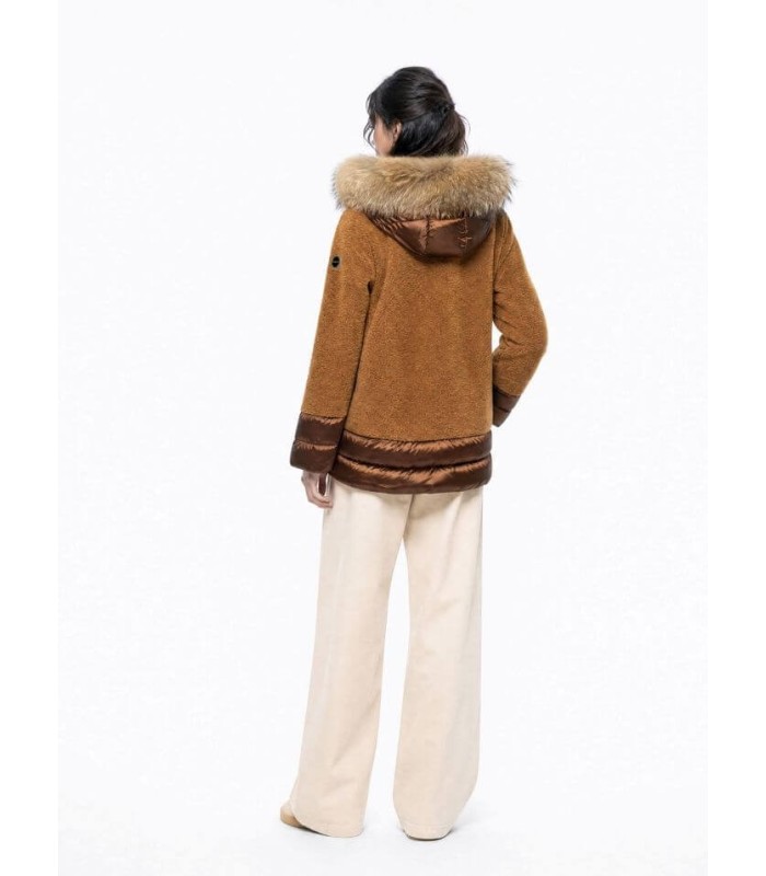 Parka Borreguillo Camel Donjaz Mujer