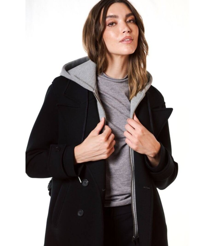 Abrigo Negro Neopreno Civit Mujer