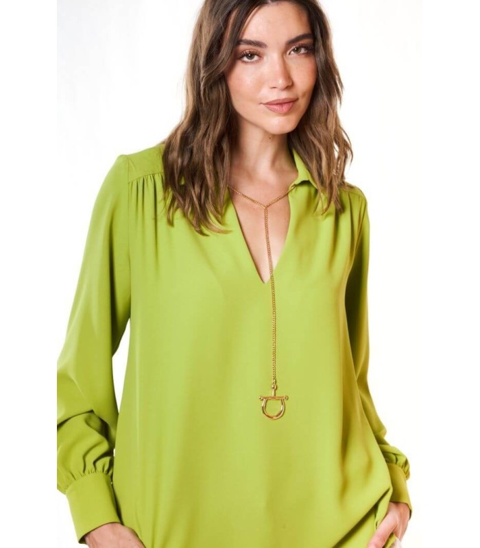 Camisa Verde Seda Civit Mujer