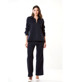 Chaqueta Marino Punto Bolsillos Civit Mujer