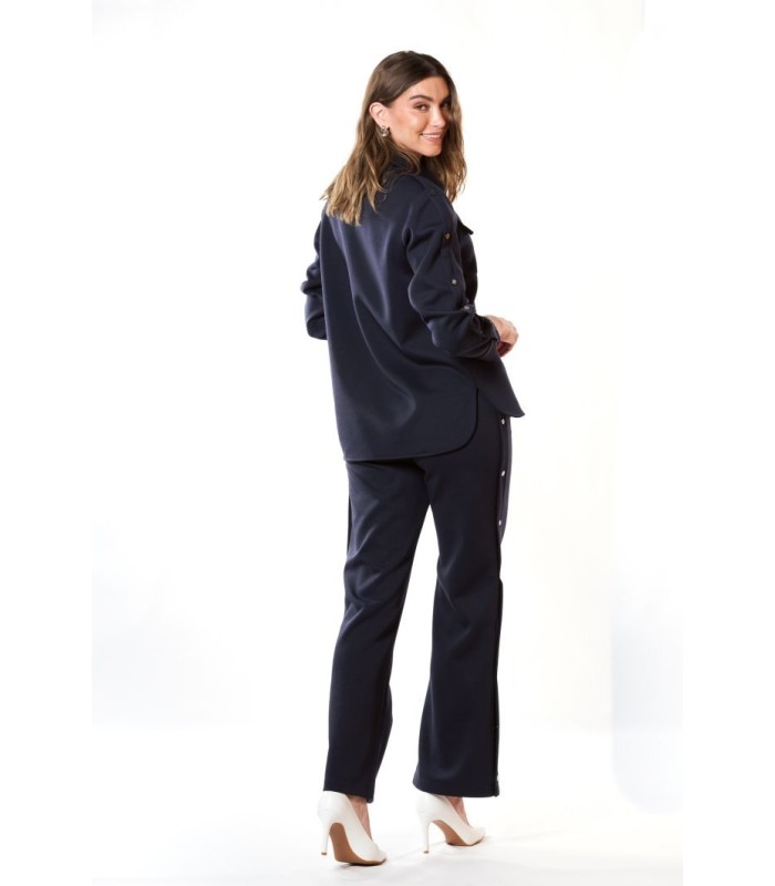 Chaqueta Marino Punto Bolsillos Civit Mujer