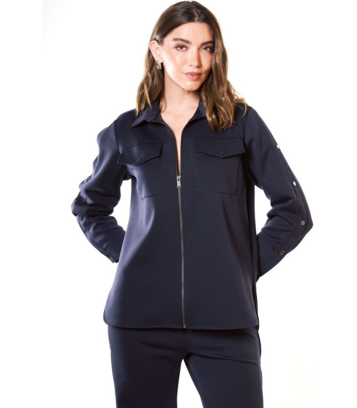 Chaqueta Marino Punto Bolsillos Civit Mujer