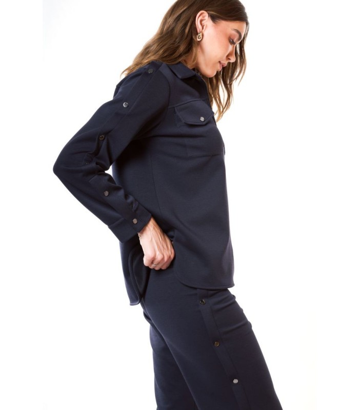 Chaqueta Marino Punto Bolsillos Civit Mujer