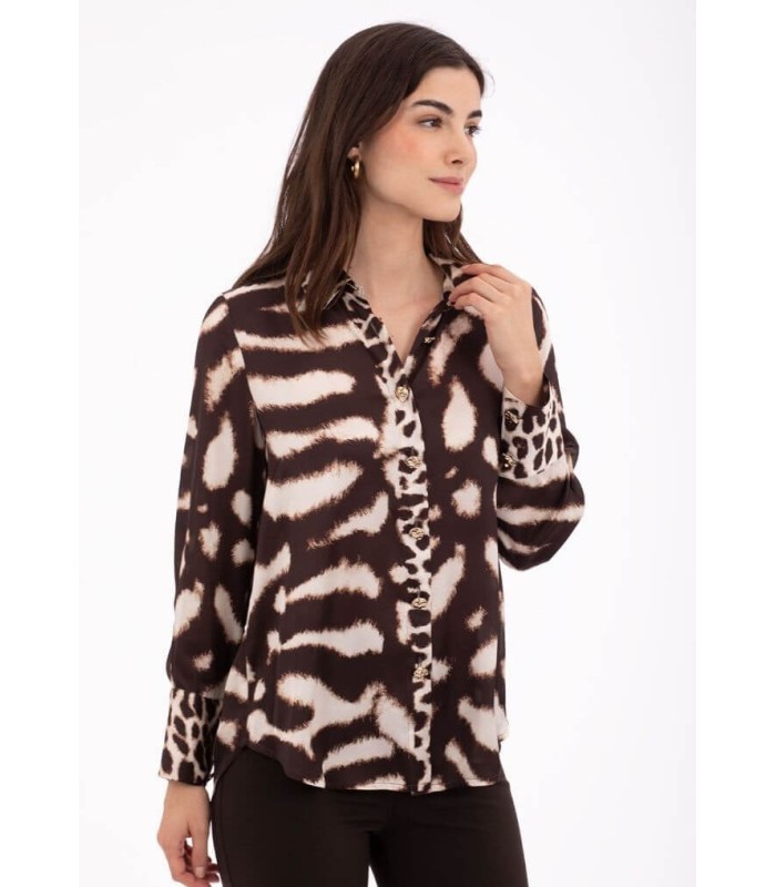 Camisa Estampada Animal Print Anna Mora Mujer