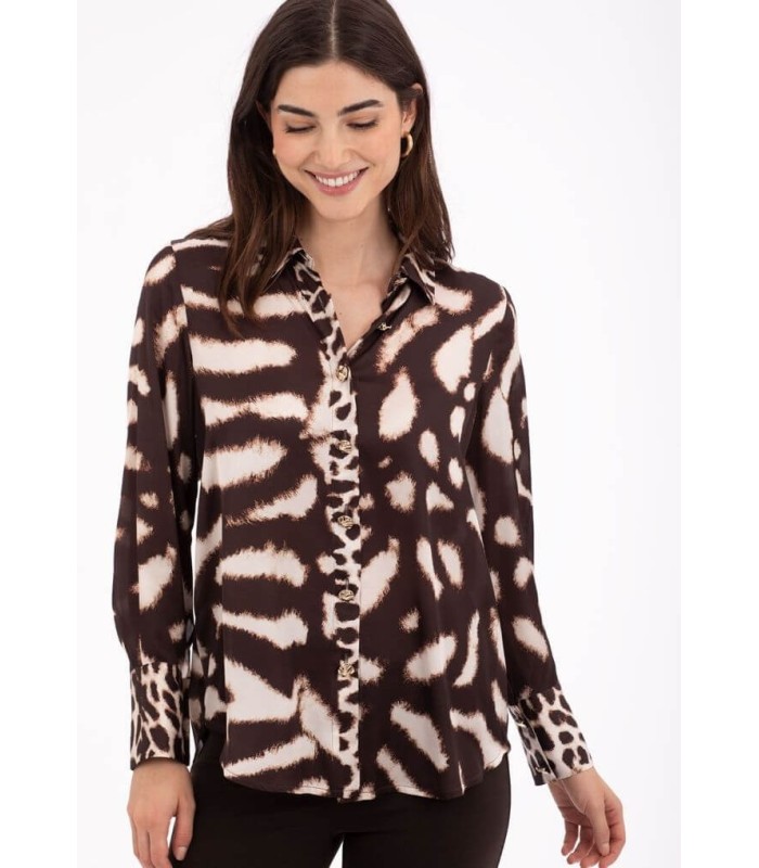 Camisa Estampada Animal Print Anna Mora Mujer