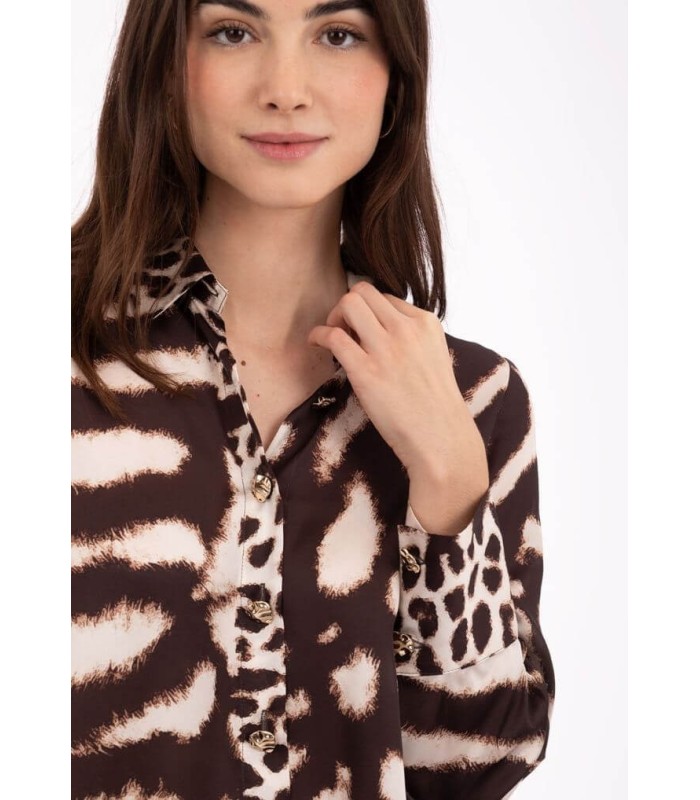 Camisa Estampada Animal Print Anna Mora Mujer