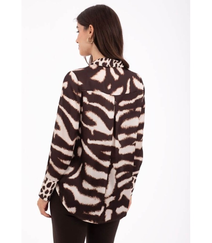 Camisa Estampada Animal Print Anna Mora Mujer