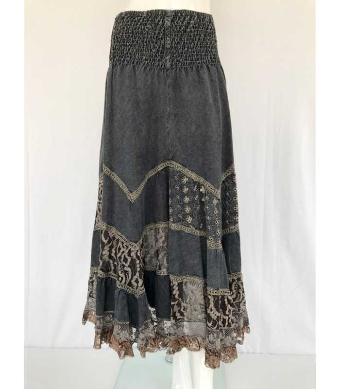 Falda Ibicenca Negra Mujer Tesoro