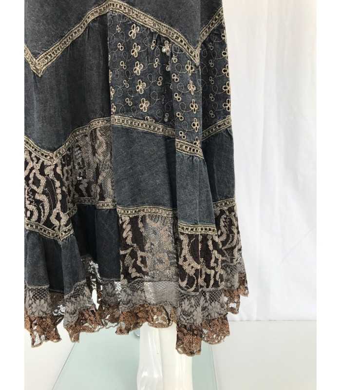 Falda Ibicenca Negra Mujer Tesoro